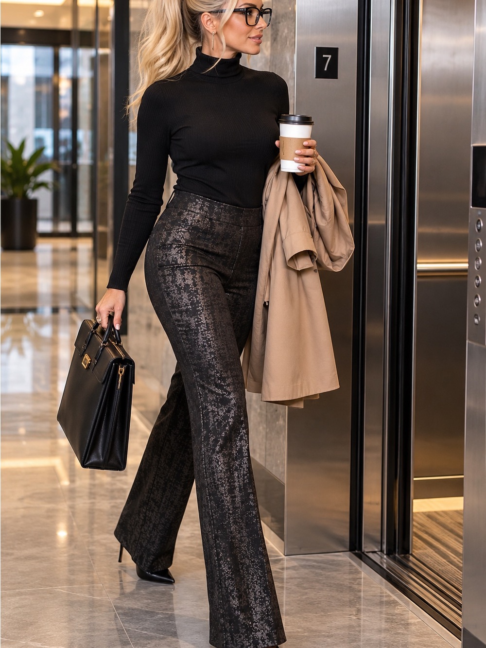torrid Black Laser Printed Pull On Flare Pants